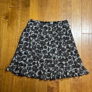 Taylor Y2K Floral Knee Length Skirt Size 18 Brown Pleat Ruffle Grunge Whimsigoth